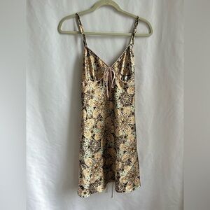 Adonna Paisley Print Slip Dress with Pink Trim